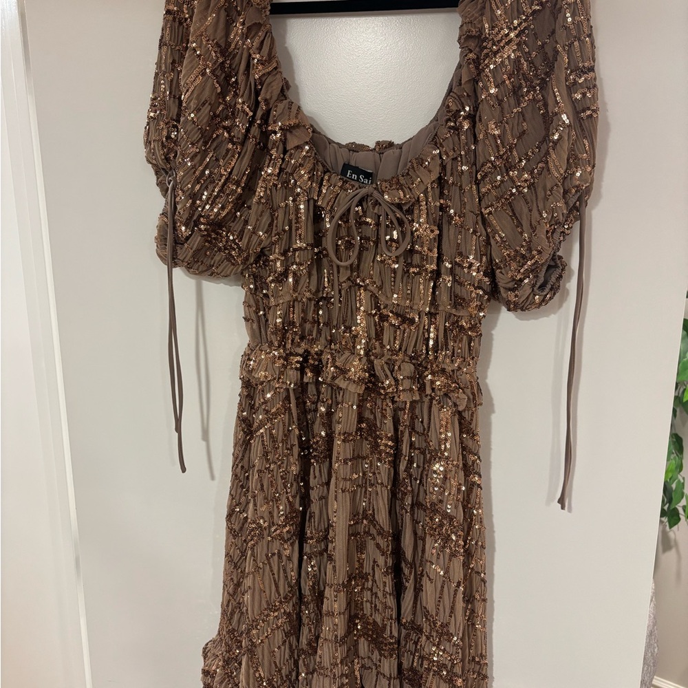 En Saison Bronze Sequin Dress